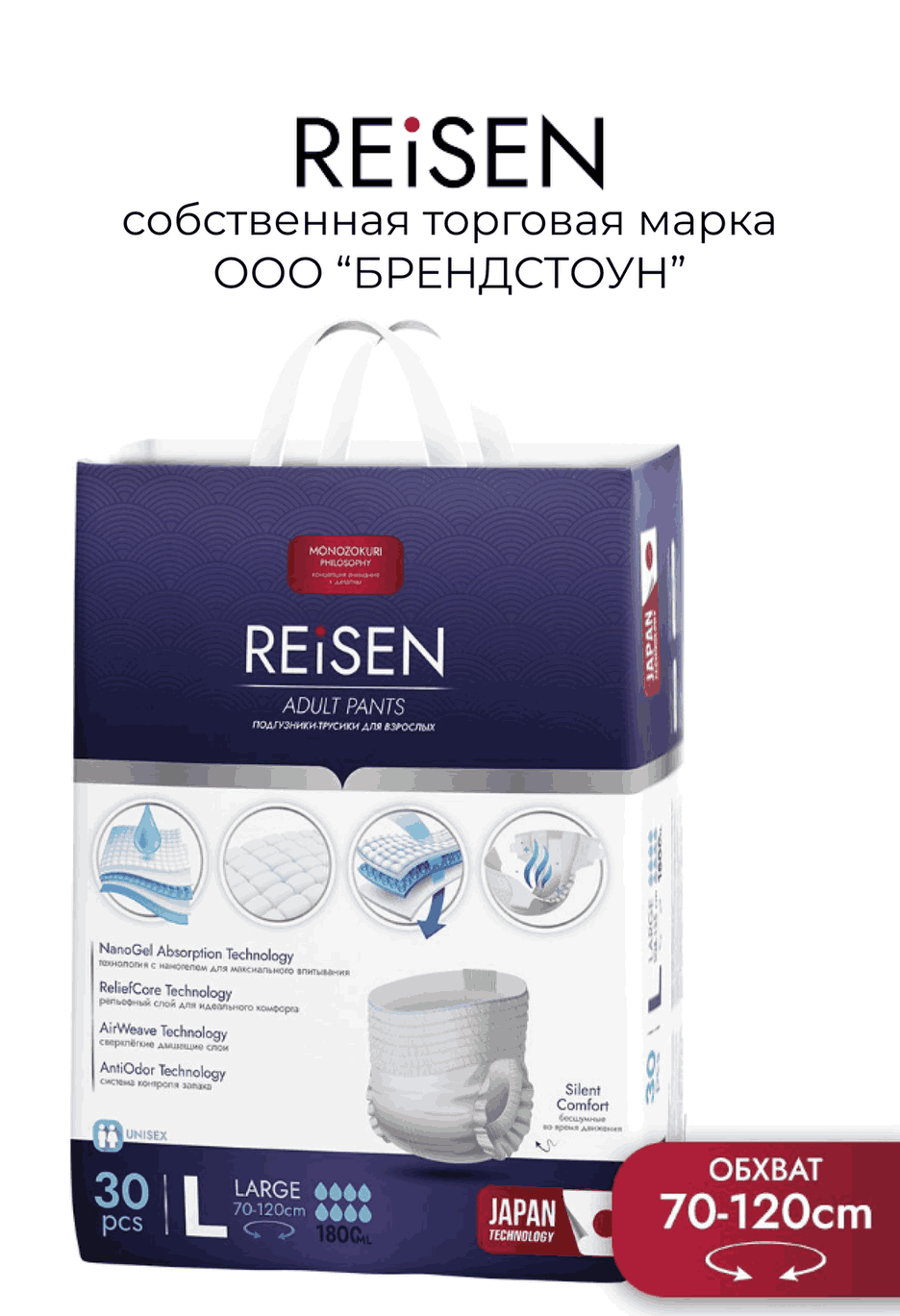 Подгузники-трусики для взрослых REISEN одноразовые